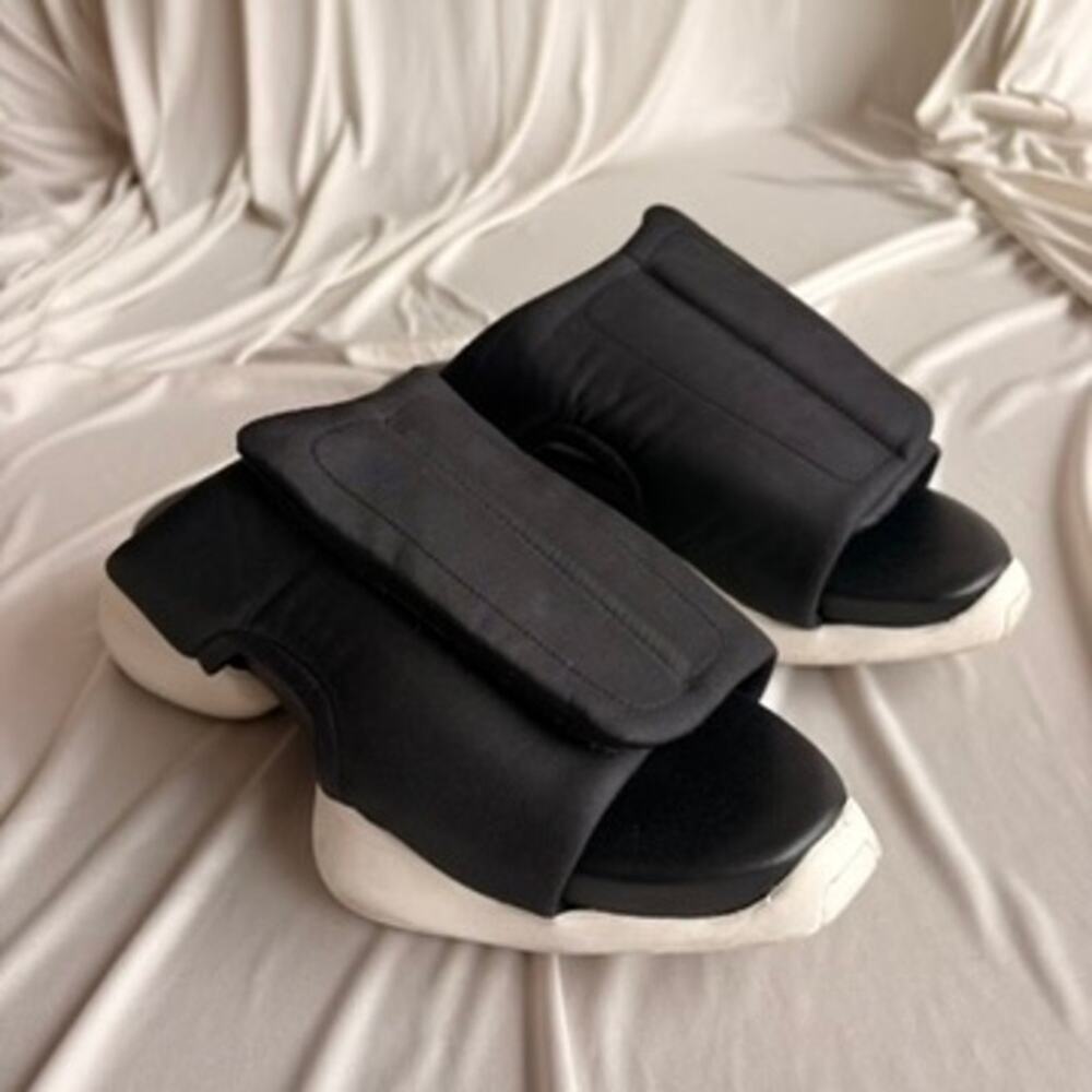 Rick Owens x Adidas Tank Slide Sandals - Black & White, Men's 5/Women's 7